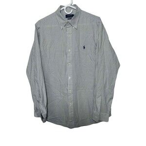 Polo Ralph Lauren Gingham Button Down Shirt Men's Large 16 1/2 Gray Classic